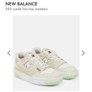 New Balance 550 Suede Low-Top Sneakers - Cream and Green